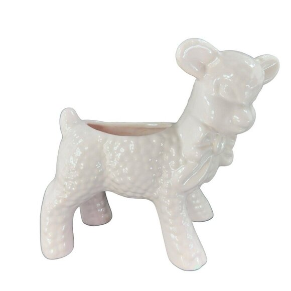 Vintage Haeger Pottery Light Pink Lamb Animal Planter Flower Pot Ceramic Decor - Picture 1 of 16
